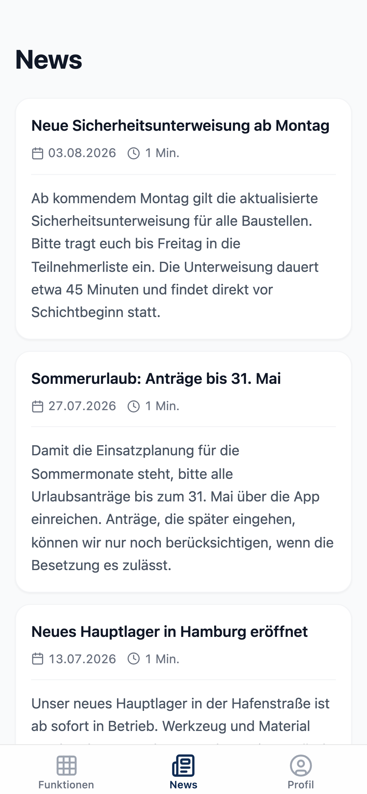 PROEXO App: Betriebsnachrichten und Aushänge für alle Mitarbeiter
